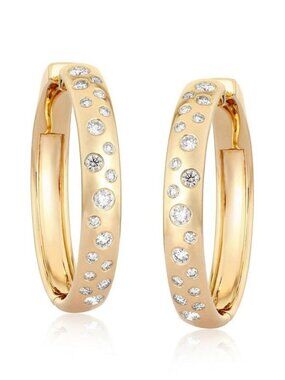Blazing Glamour 14K (or 18k upon request) Yellow Gold Hoops Diamond Earrings